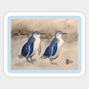 Blue penguins along the coastline Sticker